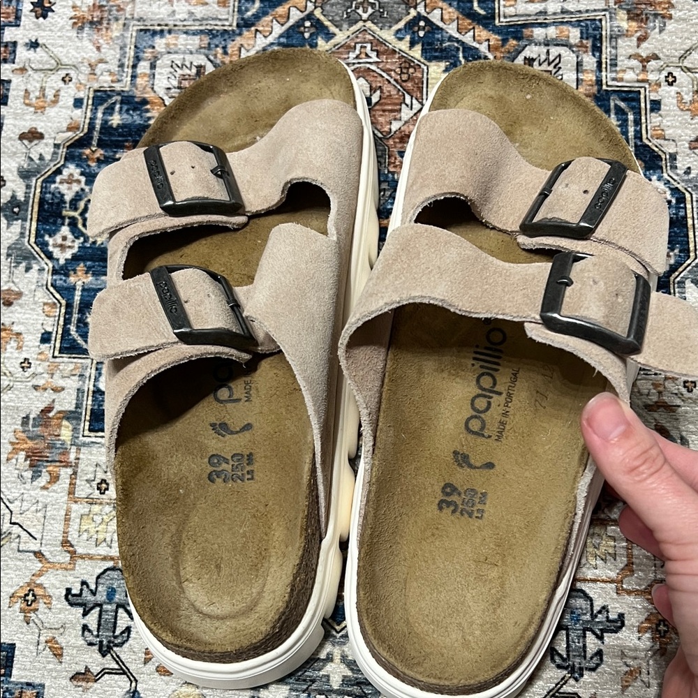 Papillio by Birkenstock Arizona Chunky Light Tan Suede Sandals - Picture 2 of 8
